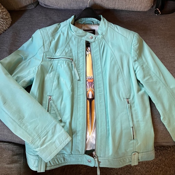 Danier Teal Leather Jacket - Picture 2 of 6